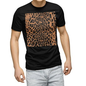 tシャツ メンズ 半袖 ブラック デザイン XS S M L XL 2XL Tシャツ ティーシャツ T shirt　黒 005077 アニマル ヒョウ柄　オレンジ　黒