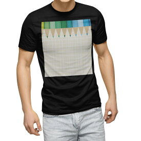 tシャツ メンズ 半袖 ブラック デザイン XS S M L XL 2XL Tシャツ ティーシャツ T shirt　黒 005589 チェック・ボーダー 色鉛筆　カラフル