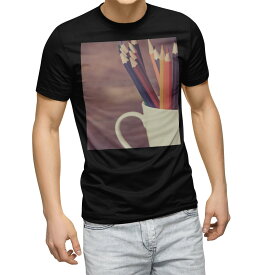 tシャツ メンズ 半袖 ブラック デザイン XS S M L XL 2XL Tシャツ ティーシャツ T shirt　黒 006471 写真・風景 写真　色鉛筆