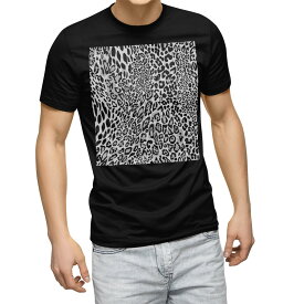 tシャツ メンズ 半袖 ブラック デザイン XS S M L XL 2XL Tシャツ ティーシャツ T shirt　黒 006582 アニマル ヒョウ柄　動物　模様