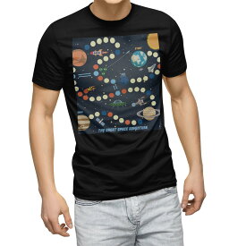 tシャツ メンズ 半袖 ブラック デザイン XS S M L XL 2XL Tシャツ ティーシャツ T shirt　黒 007496 ユニーク 宇宙　イラスト　地球　星