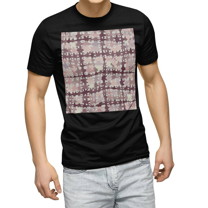 楽天市場 Tシャツ メンズ 半袖 ブラック デザイン Xs S M L Xl 2xl Tシャツ ティーシャツ T Shirt 黒 ラブリー ピンク チェック 模様 Kabeコレ