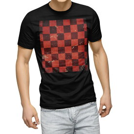 tシャツ メンズ 半袖 ブラック デザイン XS S M L XL 2XL Tシャツ ティーシャツ T shirt　黒 007997 クール チェック　市松模様　赤　ブラック　黒