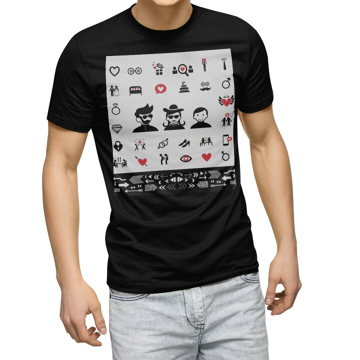 楽天市場 Tシャツ メンズ 半袖 ブラック デザイン Xs S M L Xl 2xl Tシャツ ティーシャツ T Shirt 黒 0086 ユニーク モノトーン イラスト アイコン Kabeコレ