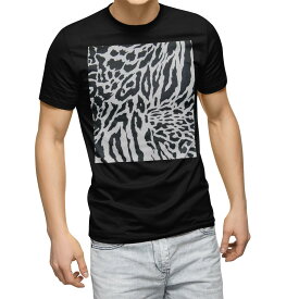 tシャツ メンズ 半袖 ブラック デザイン XS S M L XL 2XL Tシャツ ティーシャツ T shirt　黒 008903 チェック・ボーダー 模様　ゼブラ　豹　ヒョウ　シマウマ