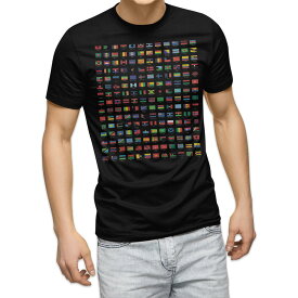 tシャツ メンズ 半袖 ブラック デザイン XS S M L XL 2XL Tシャツ ティーシャツ T shirt 黒 009360 外国　国旗