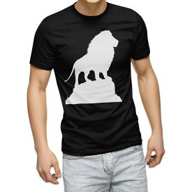 tシャツ メンズ 半袖 ブラック デザイン XS S M L XL 2XL Tシャツ ティーシャツ T shirt 黒 009564 動物　ライオン　モノクロ