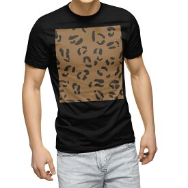 tシャツ メンズ 半袖 ブラック デザイン XS S M L XL 2XL Tシャツ ティーシャツ T shirt　黒 010645 ヒョウ柄　動物　模様