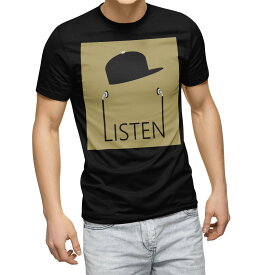 tシャツ メンズ 半袖 ブラック デザイン XS S M L XL 2XL Tシャツ ティーシャツ T shirt　黒 011143 音楽　帽子　ファッション