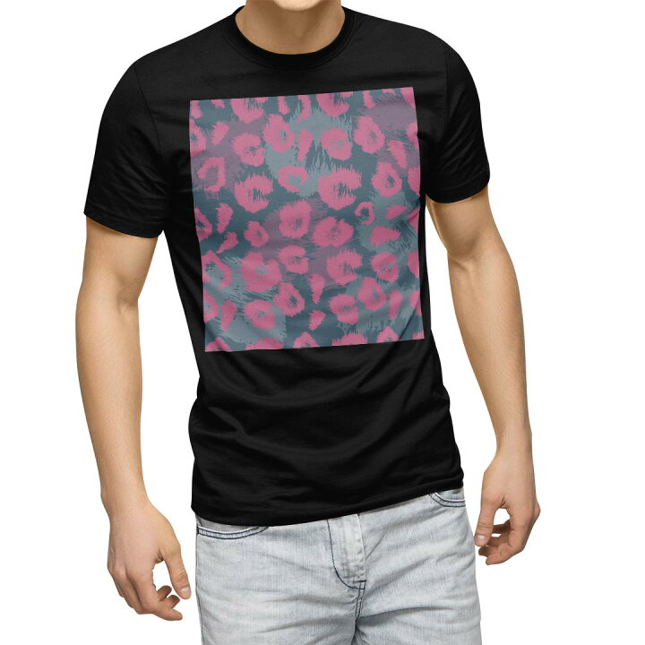楽天市場 Tシャツ メンズ 半袖 ブラック デザイン Xs S M L Xl 2xl Tシャツ ティーシャツ T Shirt 黒 0111 ヒョウ柄 ピンク Kabeコレ