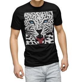 tシャツ メンズ 半袖 ブラック デザイン XS S M L XL 2XL Tシャツ ティーシャツ T shirt　黒 011583 動物　アニマル　ヒョウ