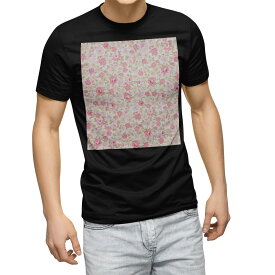 tシャツ メンズ 半袖 ブラック デザイン XS S M L XL 2XL Tシャツ ティーシャツ T shirt　黒 011901 花柄　ピンク　かわいい