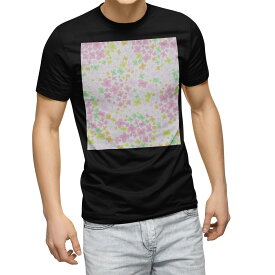 tシャツ メンズ 半袖 ブラック デザイン XS S M L XL 2XL Tシャツ ティーシャツ T shirt　黒 012316 花柄　からいい　ピンク