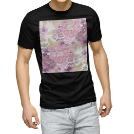 tシャツ メンズ 半袖 ブラック デザイン XS S M L XL 2XL Tシャツ ティーシャツ T shirt　黒 012612 花　花柄　ピンク