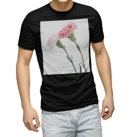 tシャツ メンズ 半袖 ブラック デザイン XS S M L XL 2XL Tシャツ ティーシャツ T shirt 黒 012938 母の日　カーネーション　花