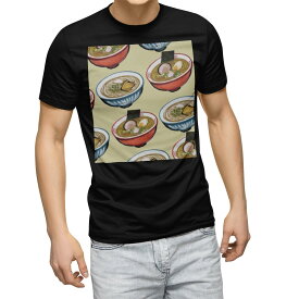 tシャツ メンズ 半袖 ブラック デザイン XS S M L XL 2XL Tシャツ ティーシャツ T shirt　黒 014004 食べ物　ラーメン