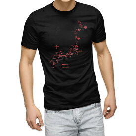 tシャツ メンズ 半袖 ブラック デザイン XS S M L XL 2XL Tシャツ ティーシャツ T shirt 黒 014136 日本　地図