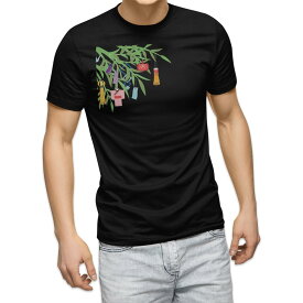 tシャツ メンズ 半袖 ブラック デザイン XS S M L XL 2XL Tシャツ ティーシャツ T shirt 黒 015445 笹　七夕
