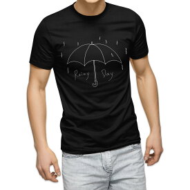 tシャツ メンズ 半袖 ブラック デザイン XS S M L XL 2XL Tシャツ ティーシャツ T shirt 黒 015544 傘　雨