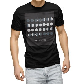 tシャツ メンズ 半袖 ブラック デザイン XS S M L XL 2XL Tシャツ ティーシャツ T shirt　黒 016028 月の満ち欠け　宇宙　月