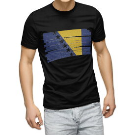 tシャツ メンズ 半袖 ブラック デザイン XS S M L XL 2XL Tシャツ ティーシャツ T shirt 黒 018403 ボスニア・ヘルツェゴビナ