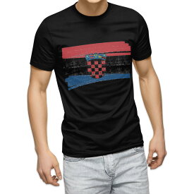 tシャツ メンズ 半袖 ブラック デザイン XS S M L XL 2XL Tシャツ ティーシャツ T shirt 黒 018425 croatia クロアチア