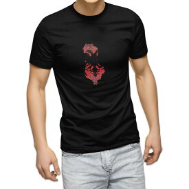 tシャツ メンズ 半袖 ブラック デザイン XS S M L XL 2XL Tシャツ ティーシャツ T shirt 黒 018755 albania アルバニア