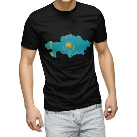 tシャツ メンズ 半袖 ブラック デザイン XS S M L XL 2XL Tシャツ ティーシャツ T shirt 黒 018861 kazakhstan カザフスタン