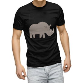 tシャツ メンズ 半袖 ブラック デザイン XS S M L XL 2XL Tシャツ ティーシャツ T shirt 黒 019951 R rhinoceros サイ