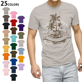 選べる25カラー tシャツ メンズ 半袖 ホワイト グレー デザイン S M L XL 2XL　3XL Tシャツ ティーシャツ T shirt001188 クール ヤシの木　ハワイ