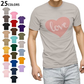 選べる25カラー tシャツ メンズ 半袖 ホワイト グレー デザイン S M L XL 2XL　3XL Tシャツ ティーシャツ T shirt 031865 ラブ ハート シンプル