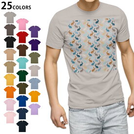 選べる25カラー tシャツ メンズ 半袖 ホワイト グレー デザイン S M L XL 2XL　3XL Tシャツ ティーシャツ T shirt005296 チェック・ボーダー うさぎ　シンプル　柄