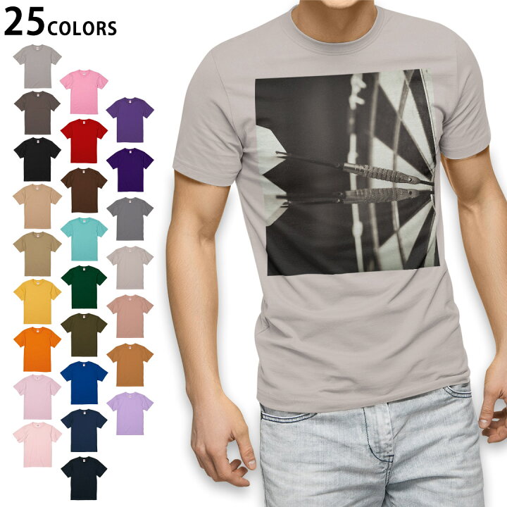 楽天市場 選べる25カラー Tシャツ メンズ 半袖 ホワイト グレー デザイン S M L Xl 2xl 3xl Tシャツ ティーシャツ T Shirt0008 写真 風景 モノクロ 写真 ダーツ 白黒 Kabeコレ