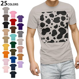 選べる25カラー tシャツ メンズ 半袖 ホワイト グレー デザイン S M L XL 2XL　3XL Tシャツ ティーシャツ T shirt008658 チェック・ボーダー 牛柄　白黒　模様