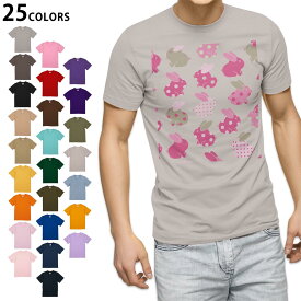 選べる25カラー tシャツ メンズ 半袖 ホワイト グレー デザイン S M L XL 2XL　3XL Tシャツ ティーシャツ T shirt008902 アニマル チェック・ボーダー うさぎ　イラスト　ピンク　水玉