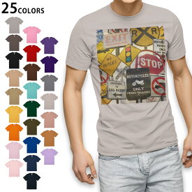 選べる25カラー tシャツ メンズ 半袖 ホワイト グレー デザイン S M L XL 2XL　3XL Tシャツ ティーシャツ T shirt011168 標識　英語　看板
