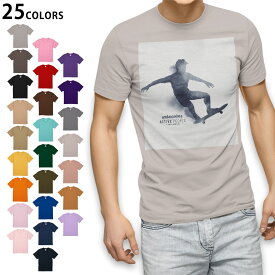 選べる25カラー tシャツ メンズ 半袖 ホワイト グレー デザイン S M L XL 2XL　3XL Tシャツ ティーシャツ T shirt012640 スケボー　シルエット　モノトーン