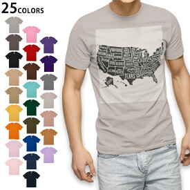 選べる25カラー tシャツ メンズ 半袖 ホワイト グレー デザイン S M L XL 2XL　3XL Tシャツ ティーシャツ T shirt014307 アメリカ　地図　外国