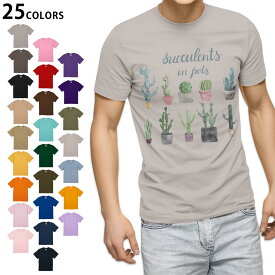 選べる25カラー tシャツ メンズ 半袖 ホワイト グレー デザイン S M L XL 2XL　3XL Tシャツ ティーシャツ T shirt015908 サボテン　多肉植物
