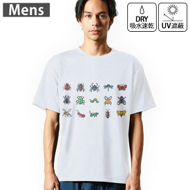メンズ ドライTシャツ ホワイト 半袖 4.1オンス ジム トレーニング スポーツ 運動会 ドライアスレチック UVカット 紫外線遮蔽 吸水速乾 デザイン Tshirt S M L XL 2XL 3XL 4XL 5XL 6XL 013485 虫　昆虫　テントウムシ