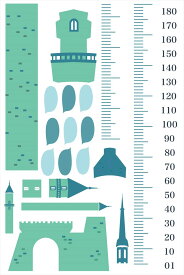 ウォールステッカー 身長計 メモ付き 記念 目盛り 　プリンセス 城 女の子 姫　北欧 90×60cm シール式 装飾 おしゃれ 壁紙 はがせる 剥がせる カッティングシート wall sticker 雑貨 DIY プチリフォーム