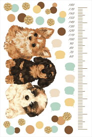 ウォールステッカー 身長計 記念 犬 dog ドット 90×60cm シール式 装飾 おしゃれ 壁紙 はがせる 剥がせる カッティングシート wall sticker 雑貨 DIY プチリフォーム