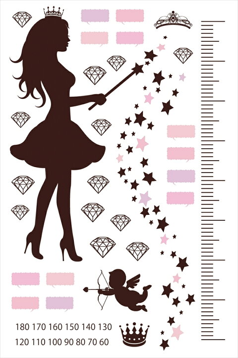 楽天市場 ウォールステッカー 身長計 記念 女の子 きらきら お姫様 ピンク 90 60cm シール式 装飾 おしゃれ 壁紙 はがせる 剥がせる カッティングシート Wall Sticker 雑貨 Diy プチリフォーム Kabeコレ