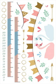 ウォールステッカー 身長計 記念 フラッグガーランド 旗 誕生日 お祝い 90×60cm シール式 装飾 おしゃれ 壁紙 はがせる 剥がせる カッティングシート wall sticker 雑貨 DIY プチリフォーム