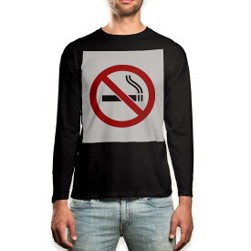 ロング tシャツ メンズ 長袖 ブラック デザイン XS S M L XL 2XL ロンT ティーシャツ 黒 black T shirt long sleeve 000204 たばこ　煙　禁煙