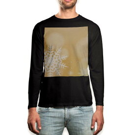 ロング tシャツ メンズ 長袖 ブラック デザイン XS S M L XL 2XL ロンT ティーシャツ 黒 black T shirt long sleeve 001438 雪の結晶　冬　シャボン玉