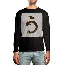 ロング tシャツ メンズ 長袖 ブラック デザイン XS S M L XL 2XL ロンT ティーシャツ 黒 black T shirt long sleeve 002819 和風　和柄　魚