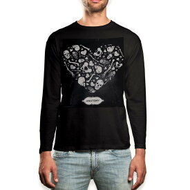 ロング tシャツ メンズ 長袖 ブラック デザイン XS S M L XL 2XL ロンT ティーシャツ 黒 black T shirt long sleeve 004934 スカル　ドクロ　ハート
