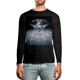 ロング tシャツ メンズ 長袖 ブラック デザイン XS S M L XL 2XL ロンT ティーシャツ 黒 black T shirt long sleeve 005192 宝石　クリスタル　シンプル