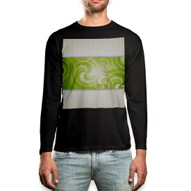 ロング tシャツ メンズ 長袖 ブラック デザイン XS S M L XL 2XL ロンT ティーシャツ 黒 black T shirt long sleeve 007823 うずまき　緑　グリーン